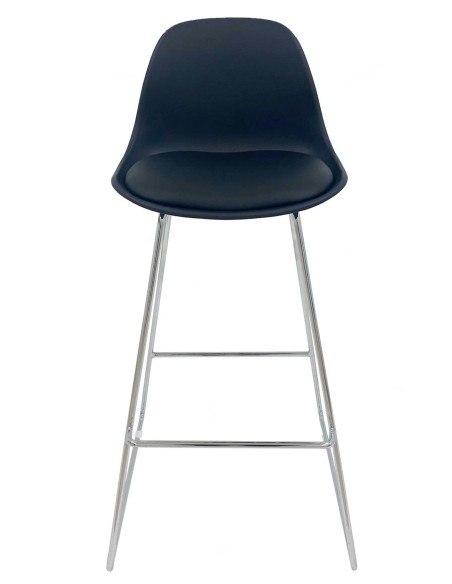 Taburete TOW FINN, cromado, carcasa y tapizado negro