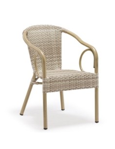 Sillón ADANA, apilable, aluminio, ratán beige