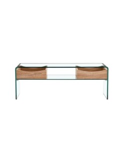 Mesa TV LIBRA, cajones, cristal curvado, 120 x 35 cms 2