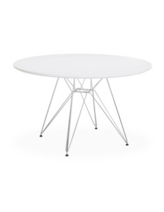 Mesa STAR, cromada, lacada blanca, 120 cms de diámetro