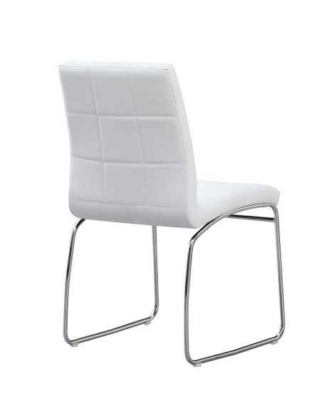 Silla BERTA, cromada, similpiel blanca