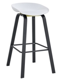 Taburete DANTE NEW (SU), metal negro, polipropileno blanco