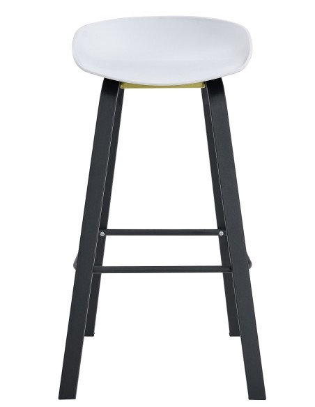 Taburete DANTE NEW (SU), metal negro, polipropileno blanco