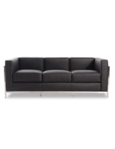 Sofá LOBBY, 3 plazas, acero inoxidable, similpiel negra 2