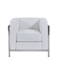 Sillón LOBBY, acero inoxidable, similpiel blanca 2