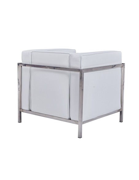 Sillón LOBBY, acero inoxidable, similpiel blanca