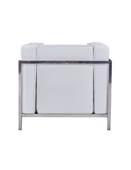 Sillón LOBBY, acero inoxidable, similpiel blanca