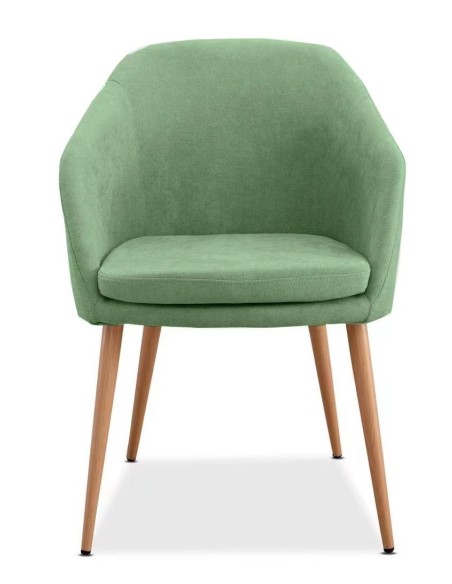 Sillón LART, metal, tapizado tejido linen verde claro