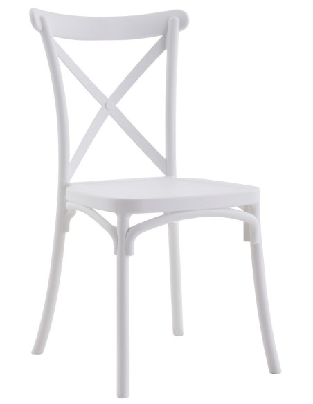 Silla CORFÚ, apilable, tratamiento anti UV, polipropileno blanco