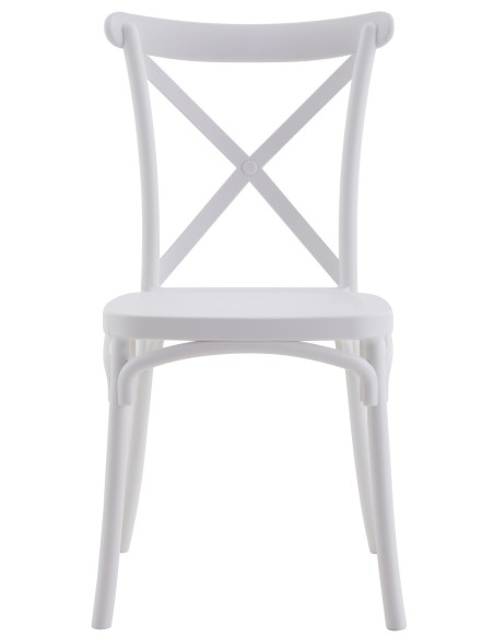Silla CORFÚ, apilable, tratamiento anti UV, polipropileno blanco