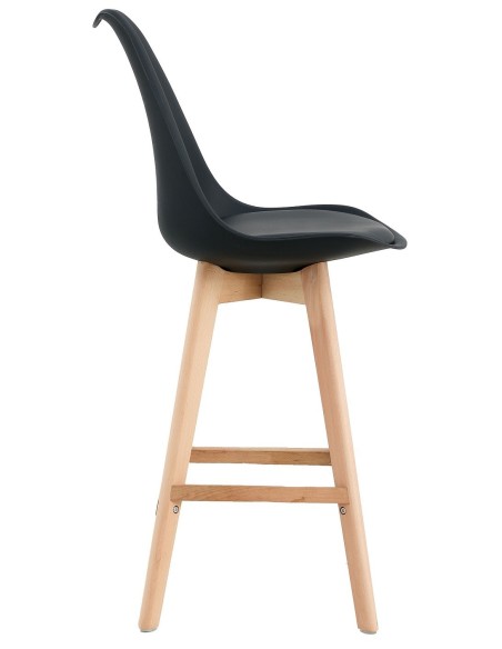 Taburete TORRE (SU), madera, negro, cojín negro