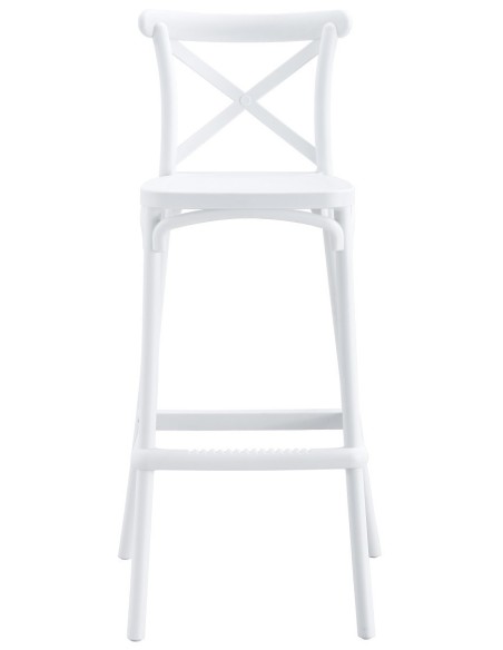 Taburete CORFÚ, tratamiento anti UV, polipropileno blanco