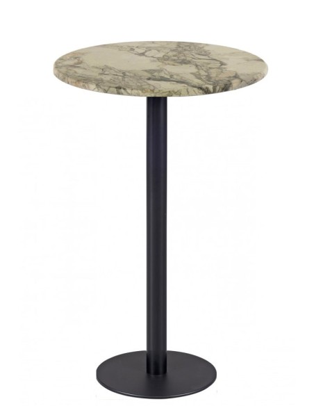 Mesa alta BOMBAY, negra, base de 110 cms y tapa de 60 cms. Color a elegir