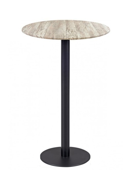 Mesa alta BOMBAY, negra, base de 110 cms y tapa de 70 cms. Color a elegir