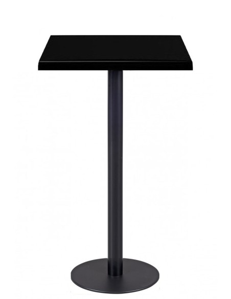 Mesa alta BOMBAY, negra, base de 110 cms y tapa de 70x70 cms. Color a elegir