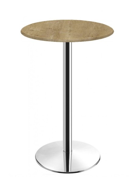 Mesa alta BENAMARA, acero inoxidable, base de 110 cms y tapa 60 cms. Color a elegir