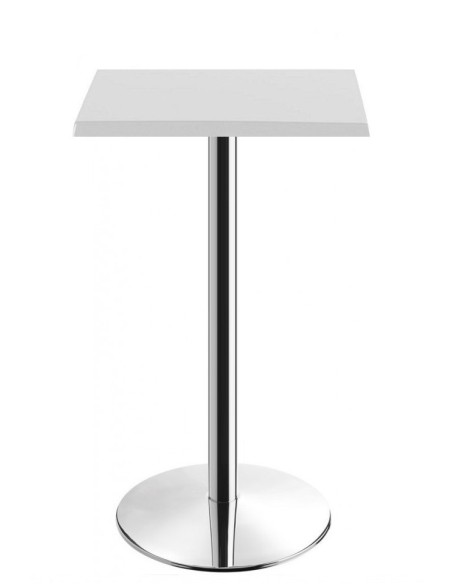 Mesa alta BENAMARA, acero inoxidable, base de 110 cms y tapa 70x70 cms. Color a elegir