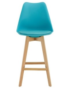 Taburete TORRE (SU), madera, turquesa, cojín turquesa 2