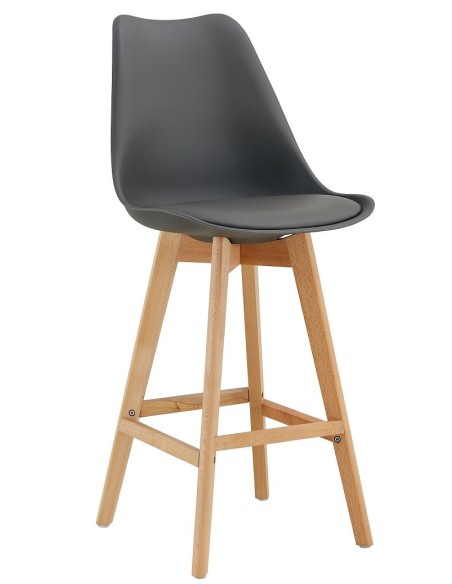 Taburete TORRE (SU), madera, gris oscuro, cojín gris oscuro