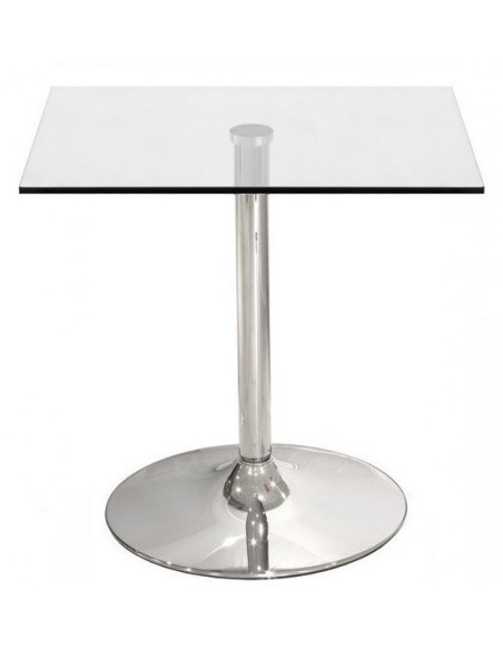 Mesa BERNIE 80C, cromada, cristal templado 80 x 80 cms