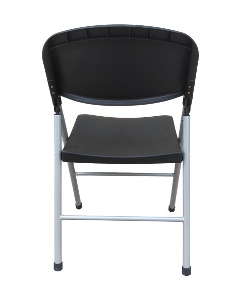 Silla BEACH, plegable, metal plata, polipropileno negro