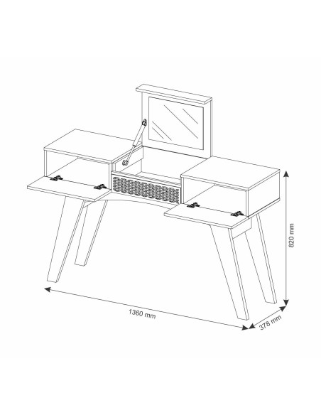 Multifuncional STAR, MDP matte y blanco roto, 136 x 37 cms
