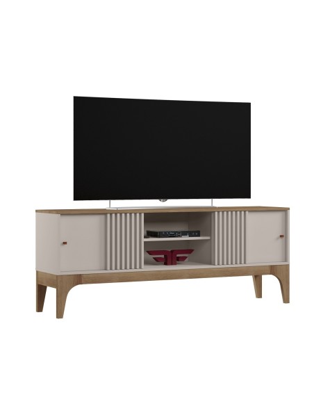Mueble TV FLORENCIA, blanco roto y cedro, 160 cms.