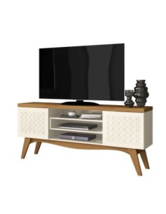 Mueble TV LIZ, blanco roto y coral, 160 cms.