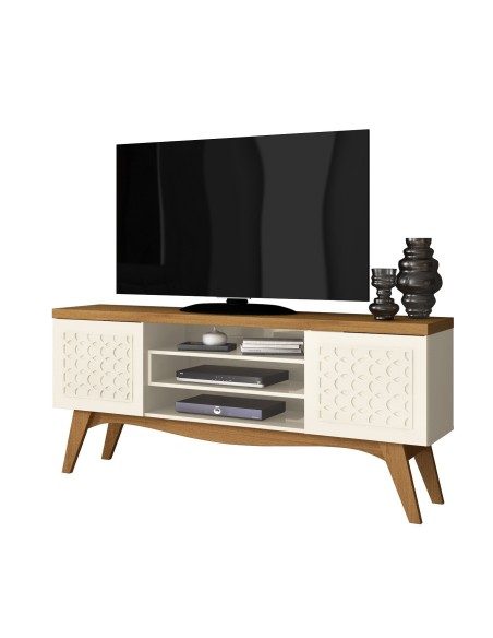 Mueble TV LIZ, blanco roto y coral, 160 cms.