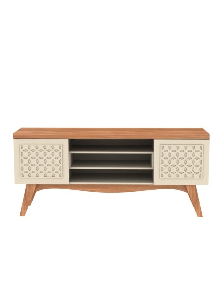 Mueble TV LIZ, blanco roto y coral, 160 cms.