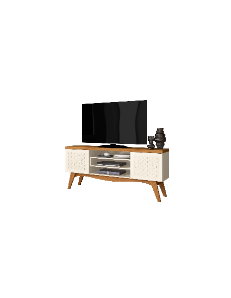 Mueble TV LIZ, blanco roto y coral, 160 cms.