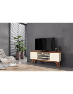 Mueble TV LIZ, blanco roto y matte, 160 cms. 2