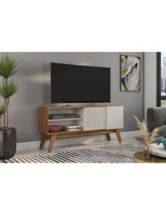 Mueble TV PREMIUM, matte y blanco roto, 150 cms. 2