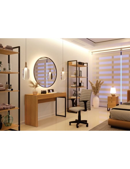 Cajonera WOLLY, multiusos, metal negro, 2 cajones, MDP miel