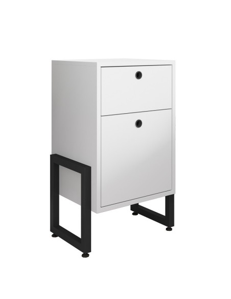 Cajonera WOLLY, multiusos, metal negro, 2 cajones, MDP blanco