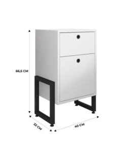 Cajonera WOLLY, multiusos, metal negro, 2 cajones, MDP blanco 2