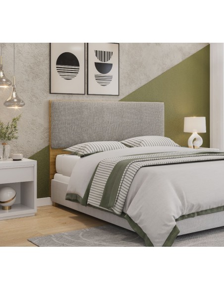 Cabecero tapizado UNI 160, MDP miel, tejido panamá, 160x5x90 cms