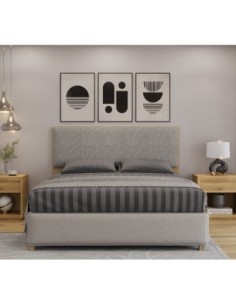 Cabecero tapizado UNI 160, MDP miel, tejido panamá, 160x5x90 cms 2