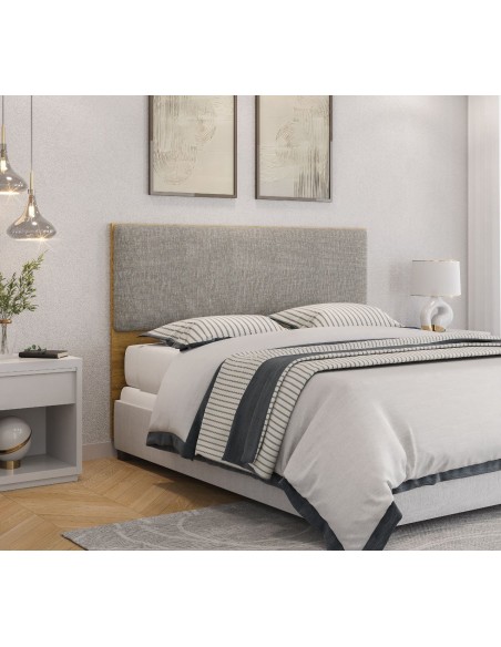 Cabecero tapizado UNI 160, MDP miel, tejido panamá, 160x5x90 cms