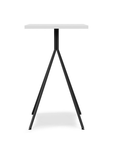 Mesa BISTRÓ, alta, metal negro, tapa de MDP color blanco, 60 x 60 cms