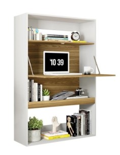 Armario SPAIN, multiusos, alto, MDP blanco y miel, 90x36x140 cms 2