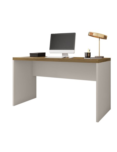 Mesa de oficina STUDIO 136, bilaminado miel y cacao, 136 x 60 cms