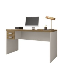 Mesa de oficina STUDIO 136, 2 cajones, bilaminado miel y cacao, 136 x 60 cms