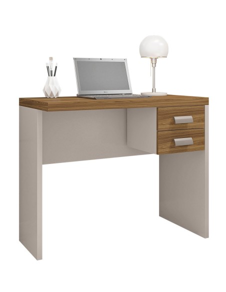 Mesa de oficina STUDIO 90, 2 cajones, bilaminado miel y cacao, 90 x 45 cms
