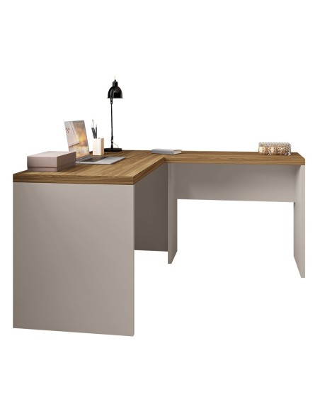 Mesas de oficina STUDIO 136 y STUDIO 90, bilaminado miel y cacao, 136 x 150 cms