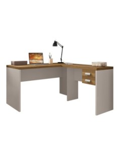 Mesas de oficina STUDIO 136 y STUDIO 90, 2 cajones, bilaminado miel y cacao, 136 x 150 cms