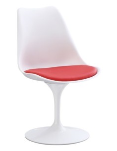 Silla TUL MT, metal, polipropileno blanco, cojín rojo
