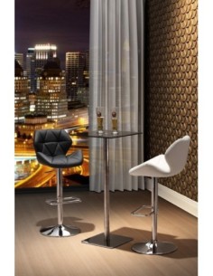 Taburete ORLANDO (M), cromado, tapizado negro 2