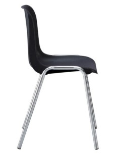 Silla CARCASA, apilable, cromada, polipropileno negro 2