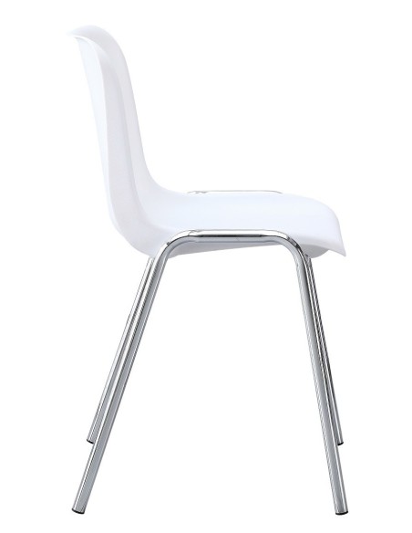 Silla CARCASA, apilable, cromada, polipropileno blanco
